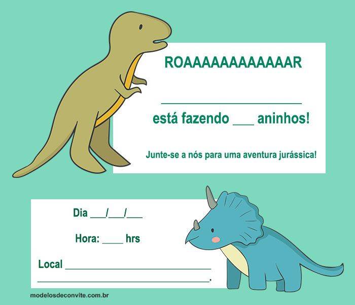 Convite Pergaminho Dinossauro Grátis para Imprimir